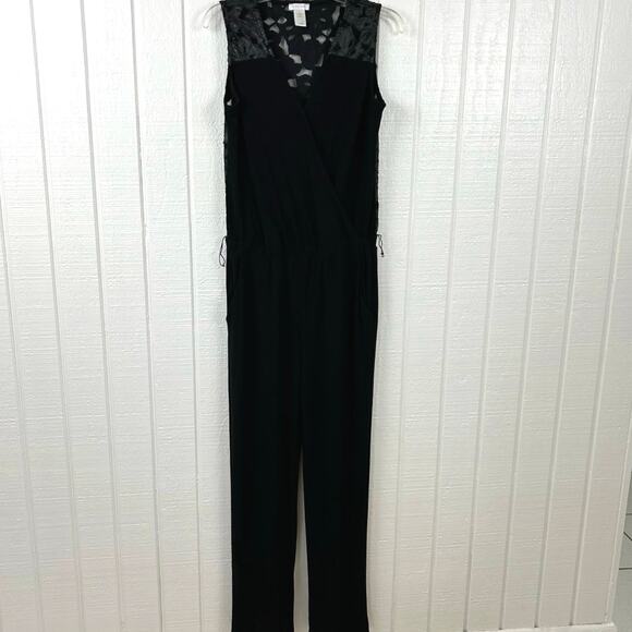 Cache Pants Jumpsuit Vintage Cocktail Holiday Sleeveless Black Women Size 6 - Picture 8 of 8